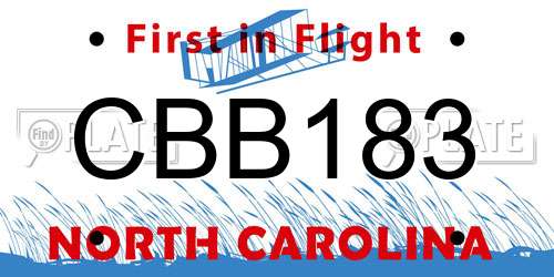 CBB183 North Carolina License Plate