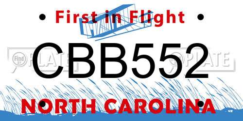 CBB552 North Carolina License Plate