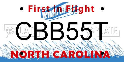 CBB55T North Carolina License Plate