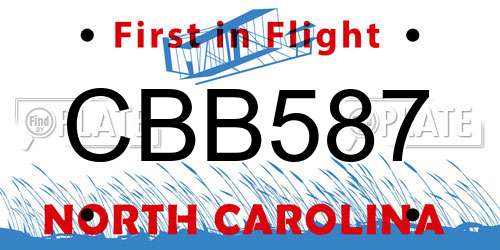 CBB587 North Carolina License Plate