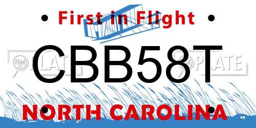 CBB58T North Carolina License Plate