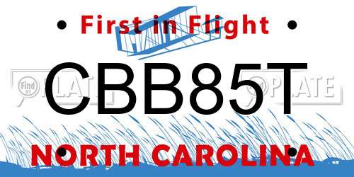 CBB85T North Carolina License Plate