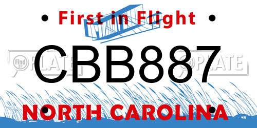 CBB887 North Carolina License Plate
