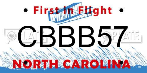 CBBB57 North Carolina License Plate