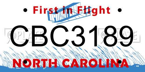 CBC3189 North Carolina License Plate