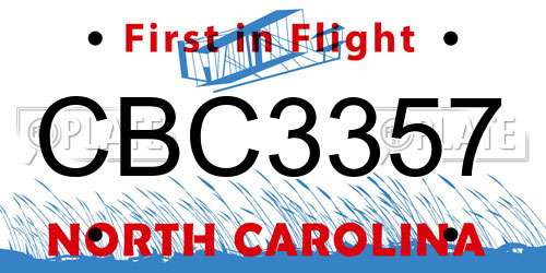 CBC3357 North Carolina License Plate