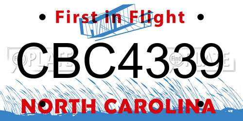 CBC4339 North Carolina License Plate