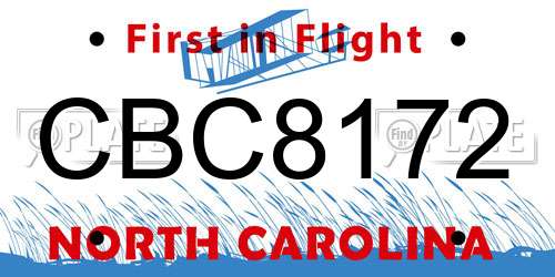 CBC8172 North Carolina License Plate