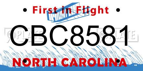 CBC8581 North Carolina License Plate