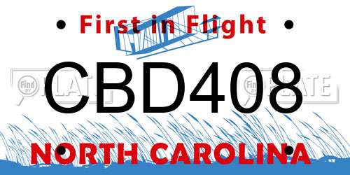 CBD408 North Carolina License Plate