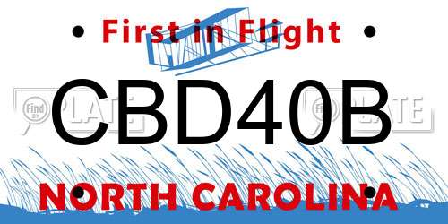 CBD40B North Carolina License Plate