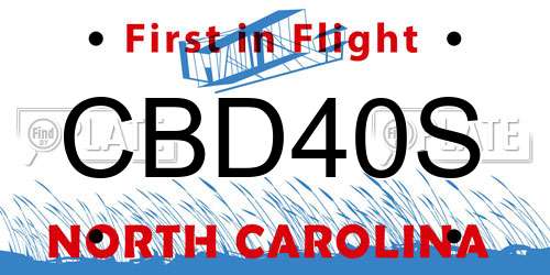CBD40S North Carolina License Plate