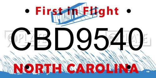 CBD9540 North Carolina License Plate