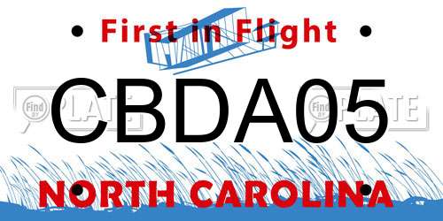 CBDA05 North Carolina License Plate