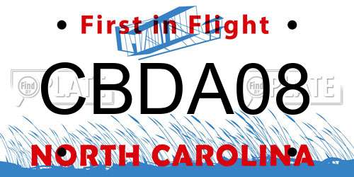 CBDA08 North Carolina License Plate