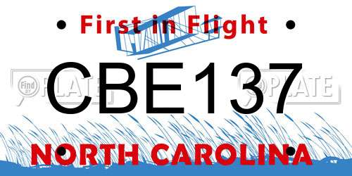 CBE137 North Carolina License Plate