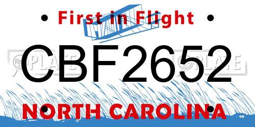 CBF2652 North Carolina License Plate