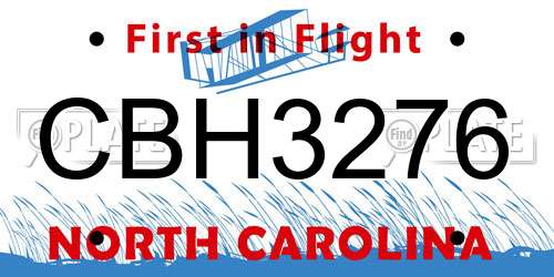 CBH3276 North Carolina License Plate