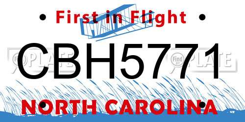 CBH5771 North Carolina License Plate