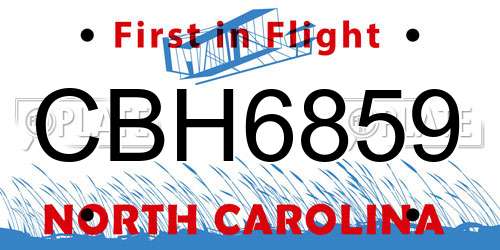 CBH6859 North Carolina License Plate