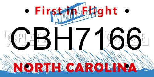CBH7166 North Carolina License Plate