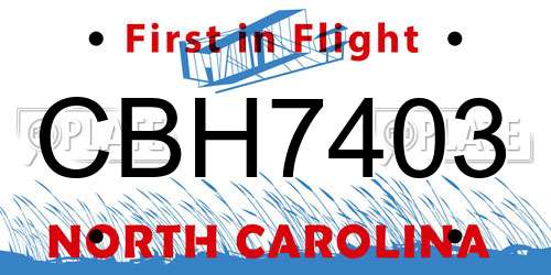 CBH7403 North Carolina License Plate