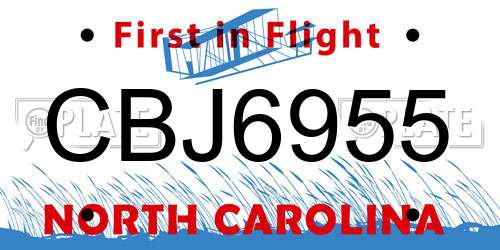 CBJ6955 North Carolina License Plate