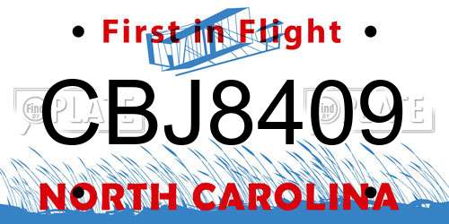 CBJ8409 North Carolina License Plate