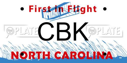 CBK North Carolina License Plate