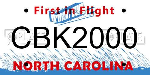CBK2000 North Carolina License Plate