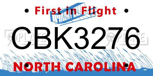 CBK3276 North Carolina License Plate