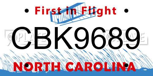 CBK9689 North Carolina License Plate