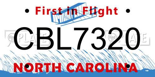 CBL7320 North Carolina License Plate