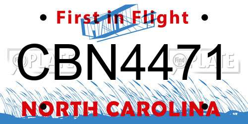 CBN4471 North Carolina License Plate