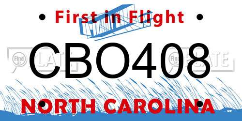 CBO408 North Carolina License Plate
