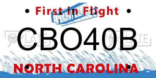 CBO40B North Carolina License Plate