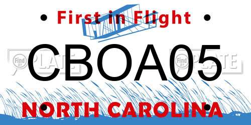 CBOA05 North Carolina License Plate