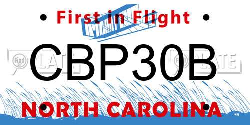 CBP30B North Carolina License Plate