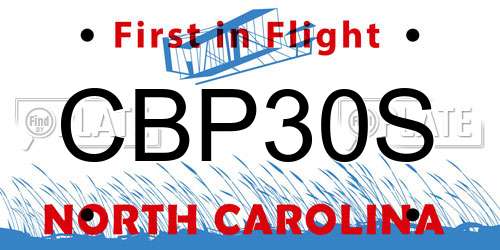 CBP30S North Carolina License Plate