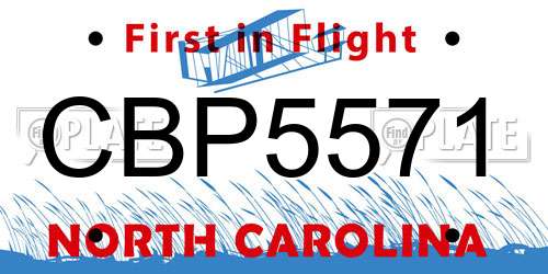 CBP5571 North Carolina License Plate