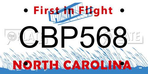 CBP568 North Carolina License Plate