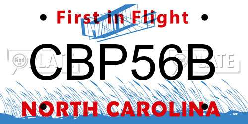 CBP56B North Carolina License Plate
