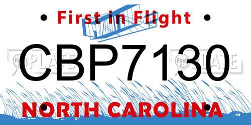 CBP7130 North Carolina License Plate