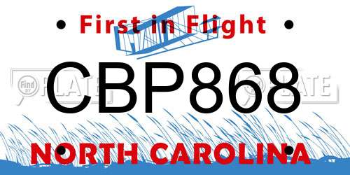 CBP868 North Carolina License Plate