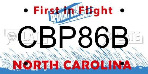 CBP86B North Carolina License Plate