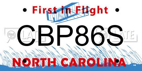 CBP86S North Carolina License Plate