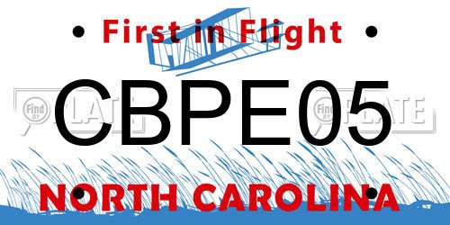 CBPE05 North Carolina License Plate