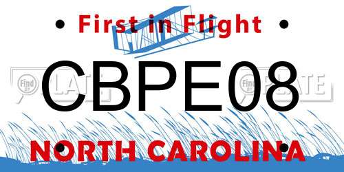 CBPE08 North Carolina License Plate