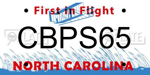 CBPS65 North Carolina License Plate