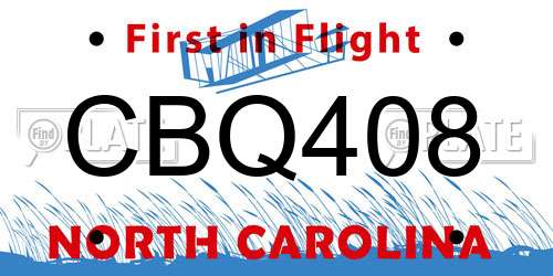 CBQ408 North Carolina License Plate